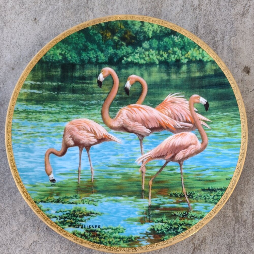 The Flamingo Elegant Birds Collection Plate W. S. George Faulkner Vintage 1989